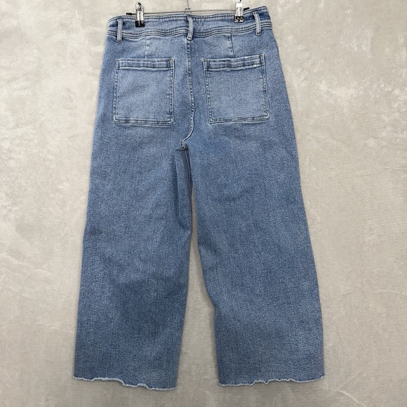 Mica Los Angeles High Rise Wide Leg Raw Hem Jeans Size 30 Raw Hem Distress - Picture 3 of 11